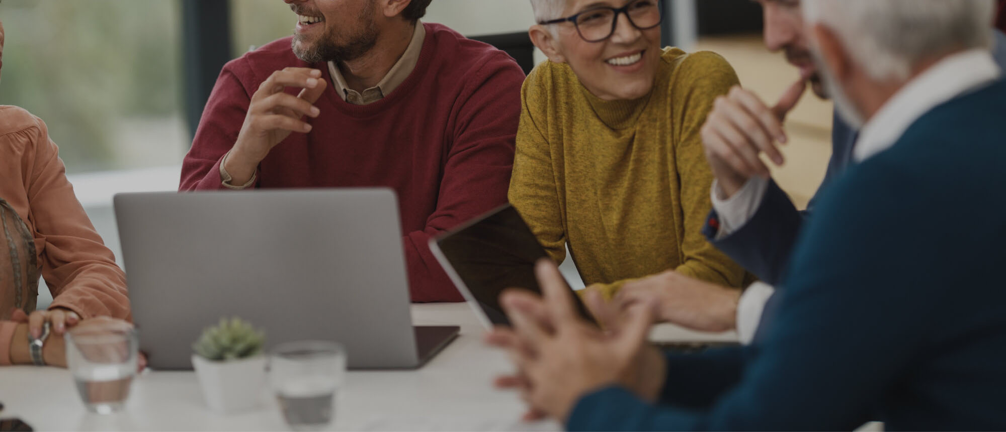 agency coworkers discussing business maters